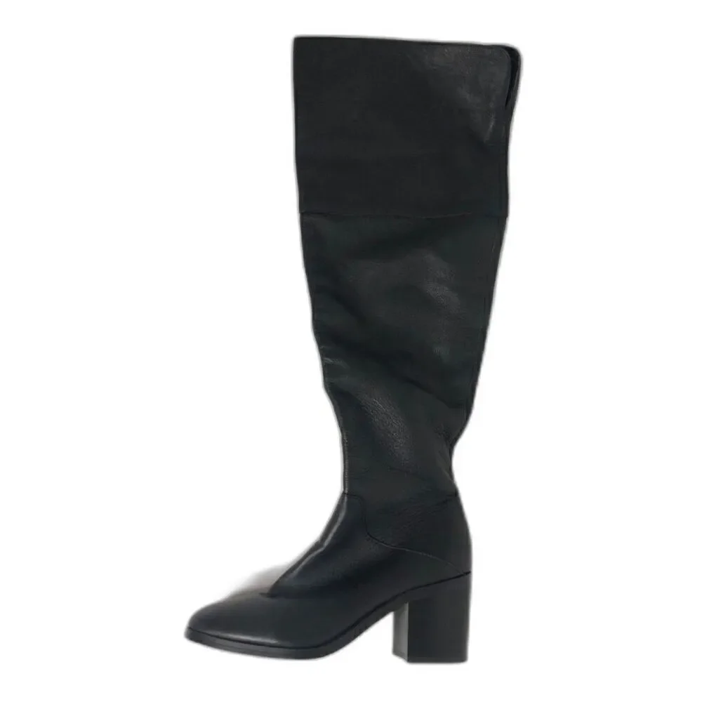 STEVE MADDEN Boots Women's Size 6.5 Black Roman Leather Knee High Shoes